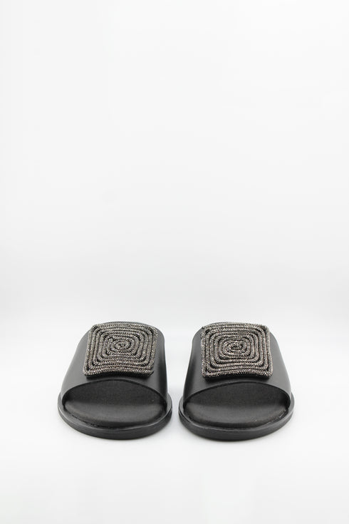 Ragazza Embellished Square Accent Slide Sandals